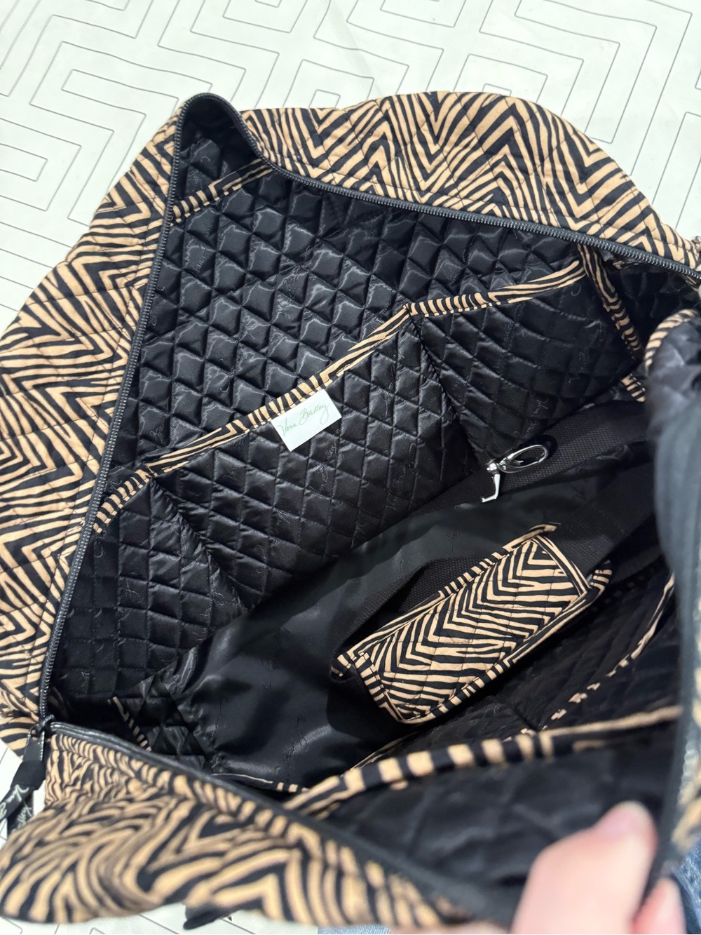 Vera Bradley Black/Brown Overnight Travel Bag - Picture 11 of 12